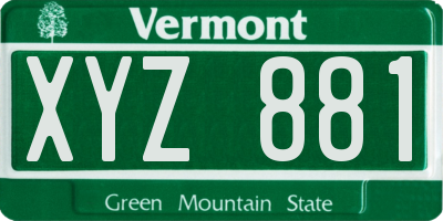 VT license plate XYZ881