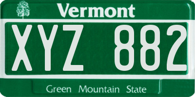 VT license plate XYZ882
