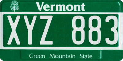 VT license plate XYZ883