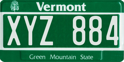 VT license plate XYZ884