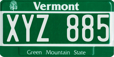 VT license plate XYZ885