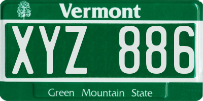VT license plate XYZ886