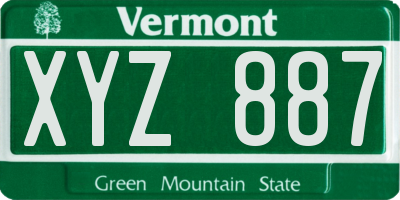 VT license plate XYZ887