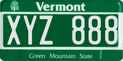 VT license plate XYZ888