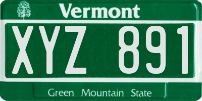 VT license plate XYZ891
