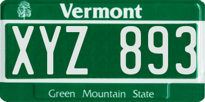 VT license plate XYZ893