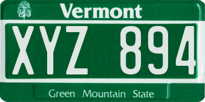 VT license plate XYZ894