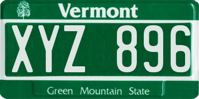 VT license plate XYZ896