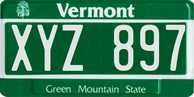 VT license plate XYZ897