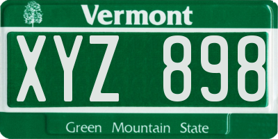 VT license plate XYZ898