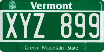 VT license plate XYZ899