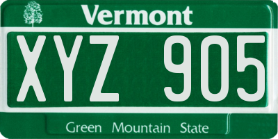 VT license plate XYZ905