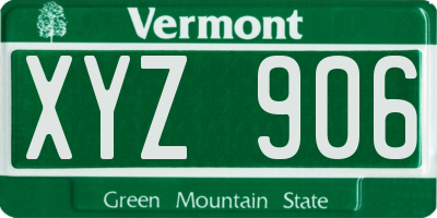 VT license plate XYZ906