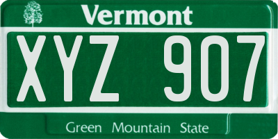 VT license plate XYZ907