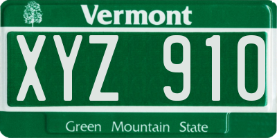 VT license plate XYZ910