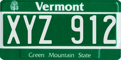 VT license plate XYZ912