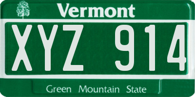 VT license plate XYZ914