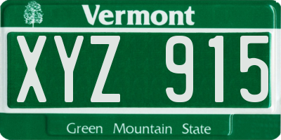 VT license plate XYZ915