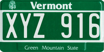 VT license plate XYZ916