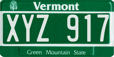 VT license plate XYZ917