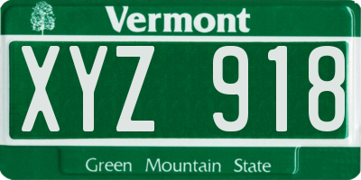 VT license plate XYZ918