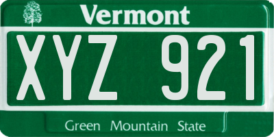 VT license plate XYZ921