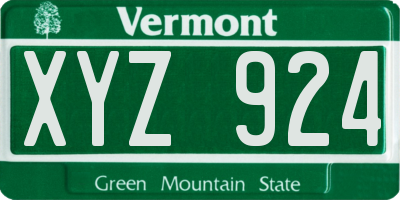 VT license plate XYZ924