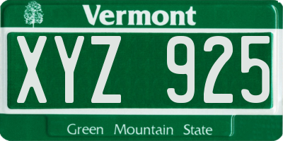 VT license plate XYZ925