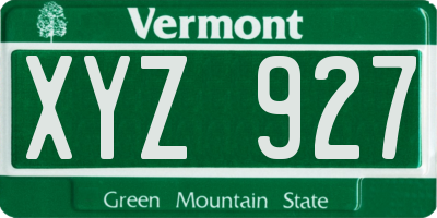 VT license plate XYZ927