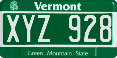 VT license plate XYZ928