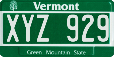 VT license plate XYZ929