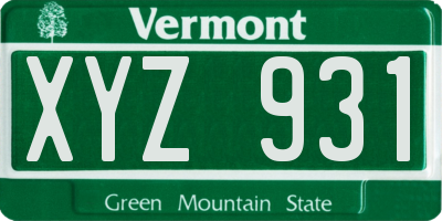 VT license plate XYZ931
