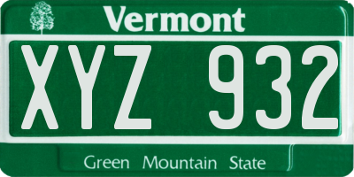 VT license plate XYZ932