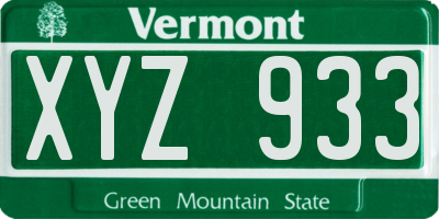VT license plate XYZ933