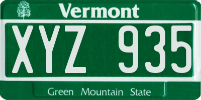 VT license plate XYZ935