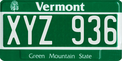 VT license plate XYZ936
