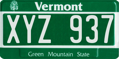 VT license plate XYZ937