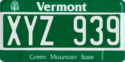 VT license plate XYZ939