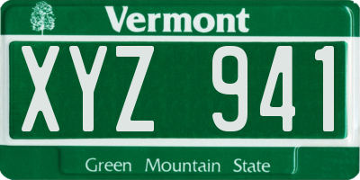VT license plate XYZ941