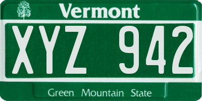 VT license plate XYZ942
