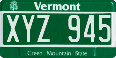 VT license plate XYZ945
