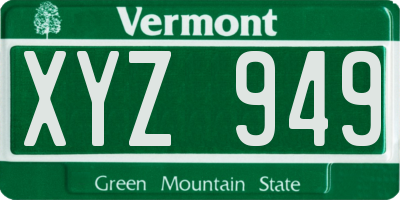 VT license plate XYZ949