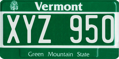 VT license plate XYZ950