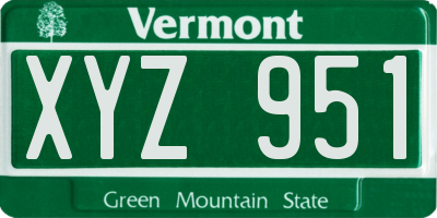 VT license plate XYZ951