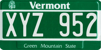 VT license plate XYZ952