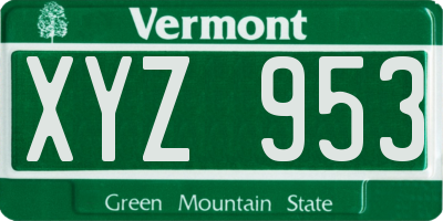 VT license plate XYZ953