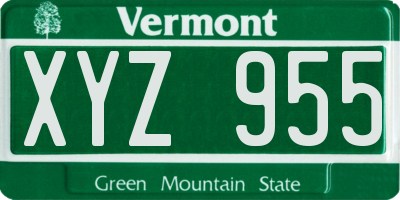 VT license plate XYZ955