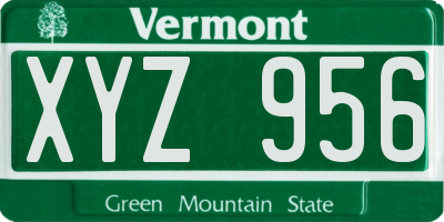 VT license plate XYZ956