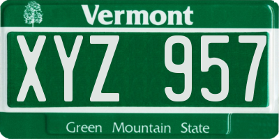 VT license plate XYZ957