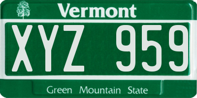 VT license plate XYZ959